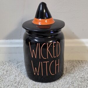 Rae Dunn WICKED WITCH Baby Canister Black Halloween With Witch Hat Brand New